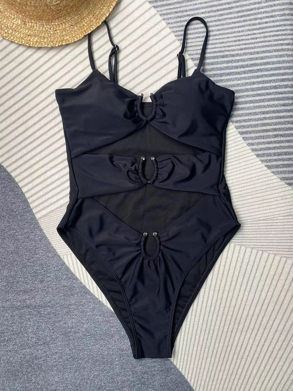 Women's Pure Color Bikini One-piece Swimsuit