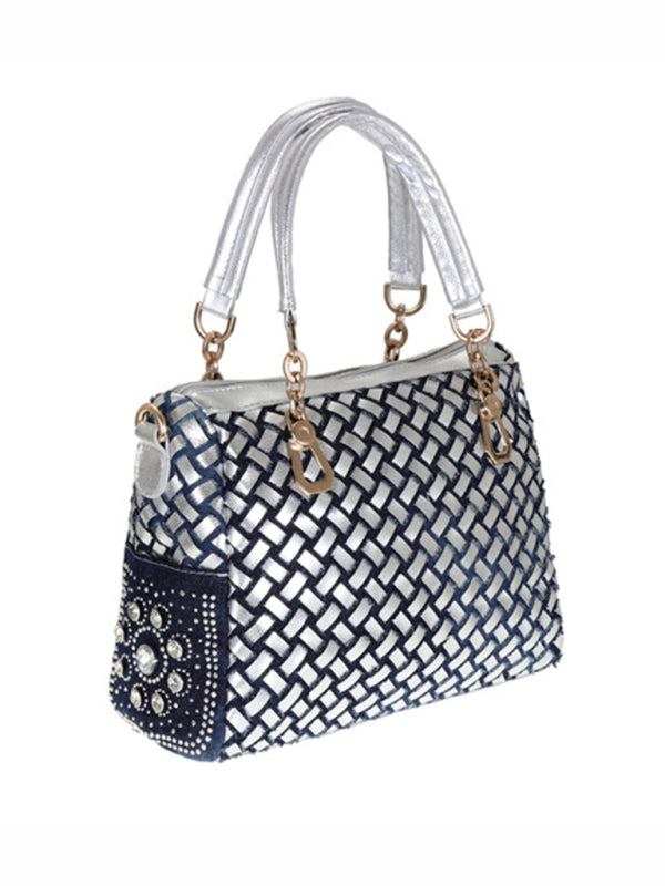 Denim bag canvas hand-held diamond shoulder crossbody bag tote bag