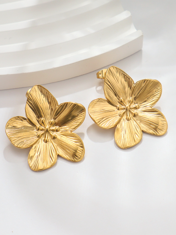 New stainless steel design matte flower earrings