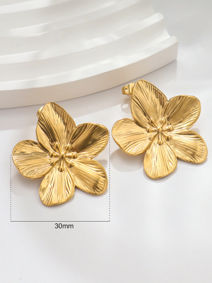 New stainless steel design matte flower earrings