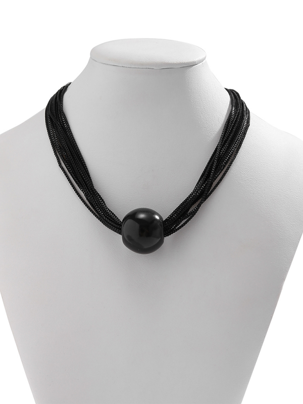 Punk multi-layer chain stacking necklace simple niche geometric sphere personality necklace