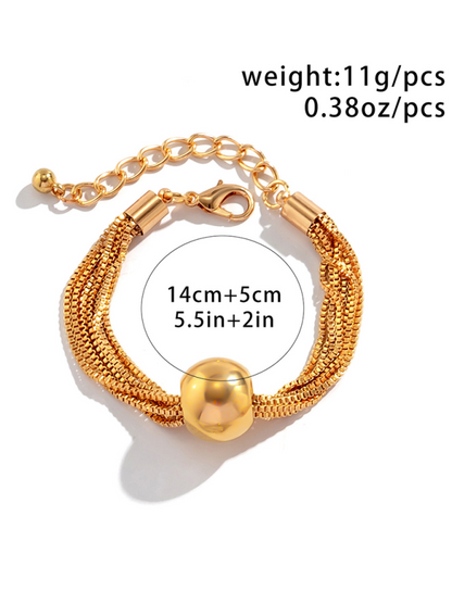 Punk multi-layer chain stacking necklace simple niche geometric sphere personality necklace