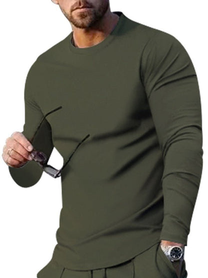 New Men's Two-piece Set Round Neck Long Sleeve T-Shirt Trousers Casual Sports Suit