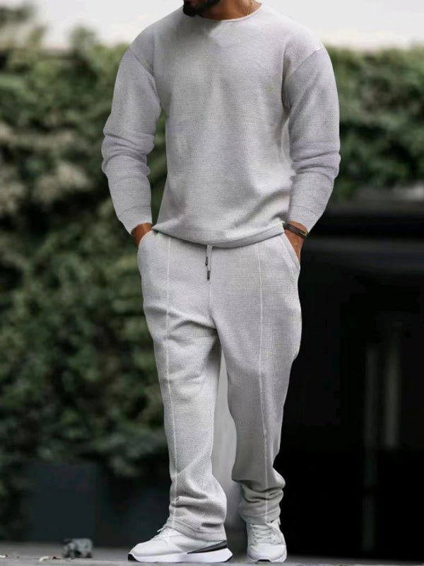 Men's new long-sleeved trousers round-neck casual suit