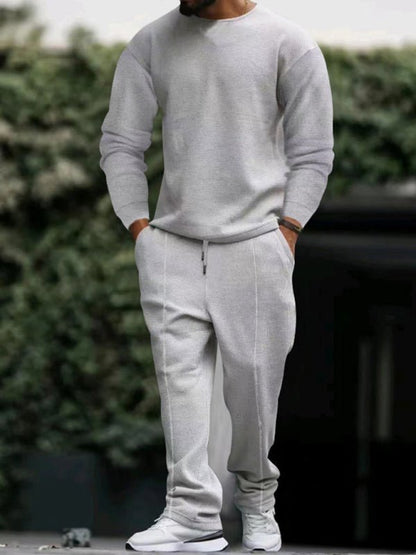 Men's new long-sleeved trousers round-neck casual suit