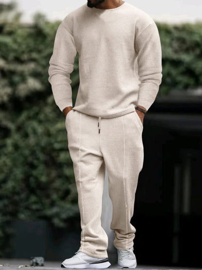 Men's new long-sleeved trousers round-neck casual suit